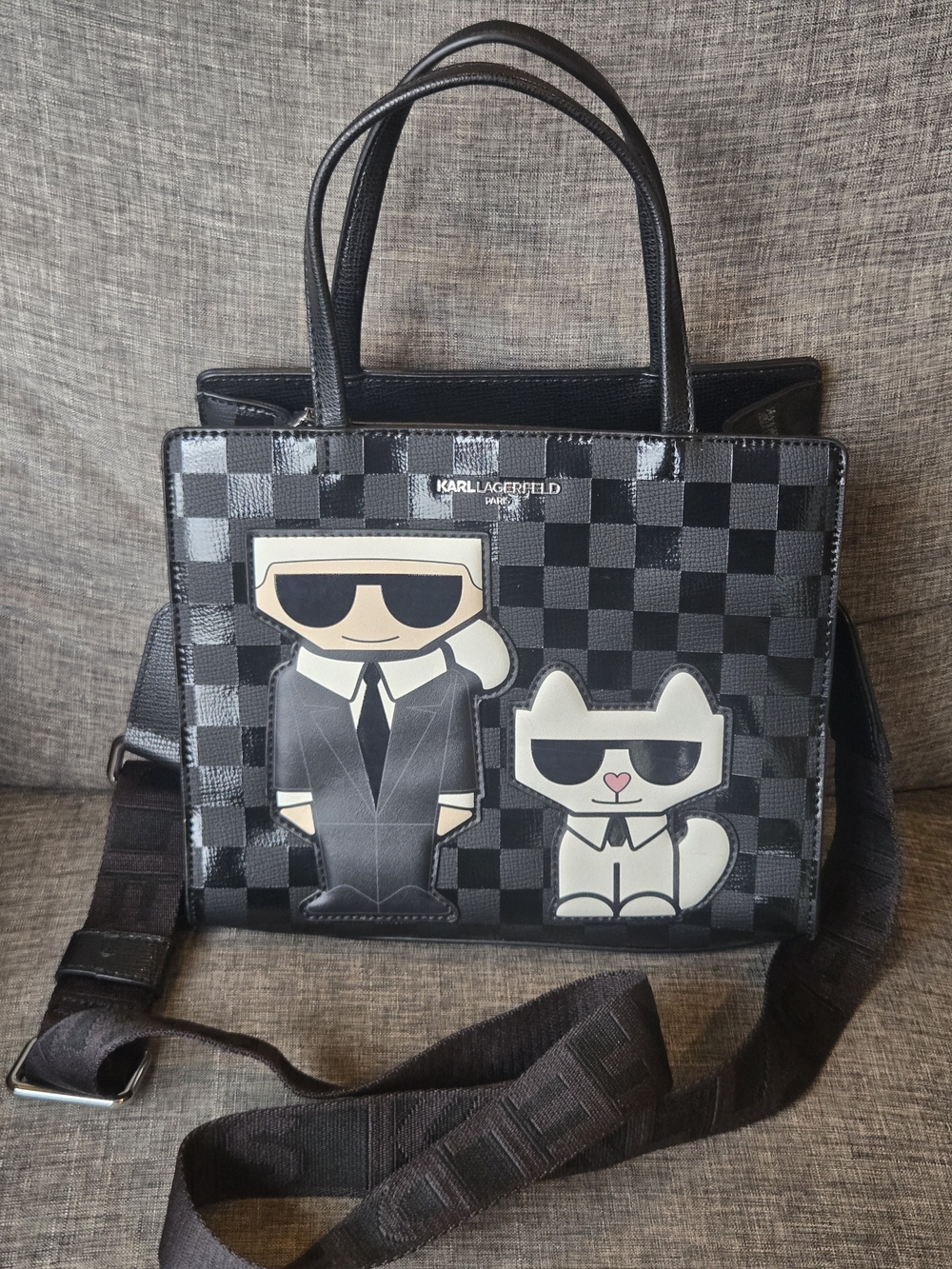 Karl Lagerfield Paris Maybelle signature icon satchel bag w/adjustable strap